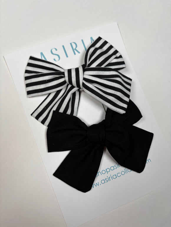 Black and stripes  - Set of 2 Clips bow